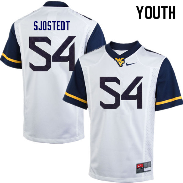 Youth #54 Eric Sjostedt West Virginia Mountaineers College Football Jerseys Sale-White